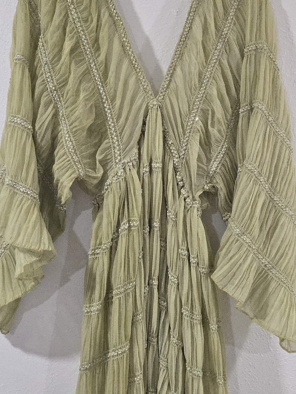 Flowy Sage Green Pleated Maxi Dress - Picture 9 of 12